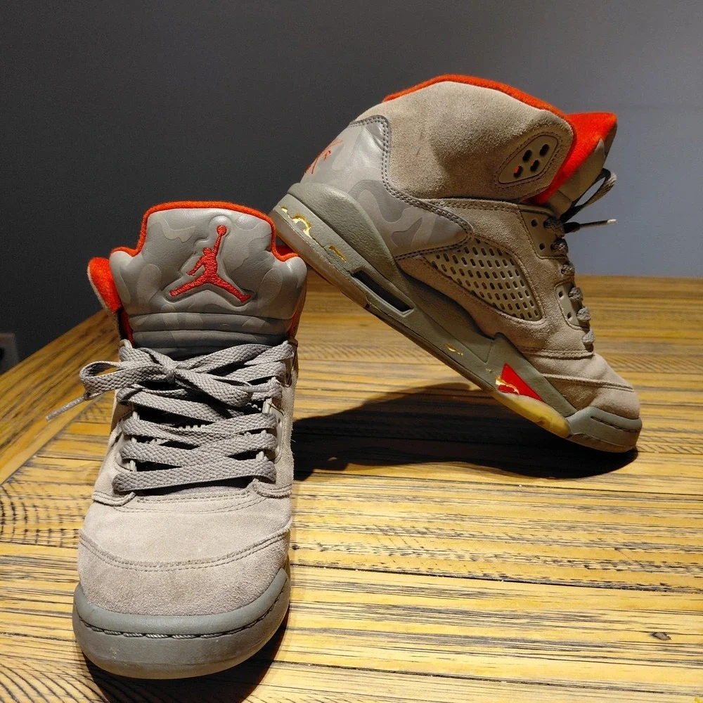 Nike Air Jordan 5 Retro P51 Camo Youth Size 7Y  Sneakers Olive Basketball